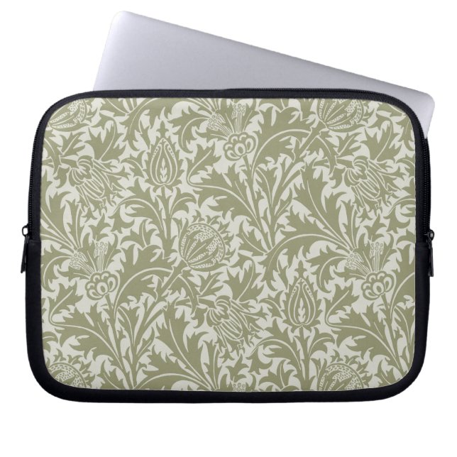 Housse Pour Ordinateur Portable William Morris Thistle Sage Green Motif (Devant)