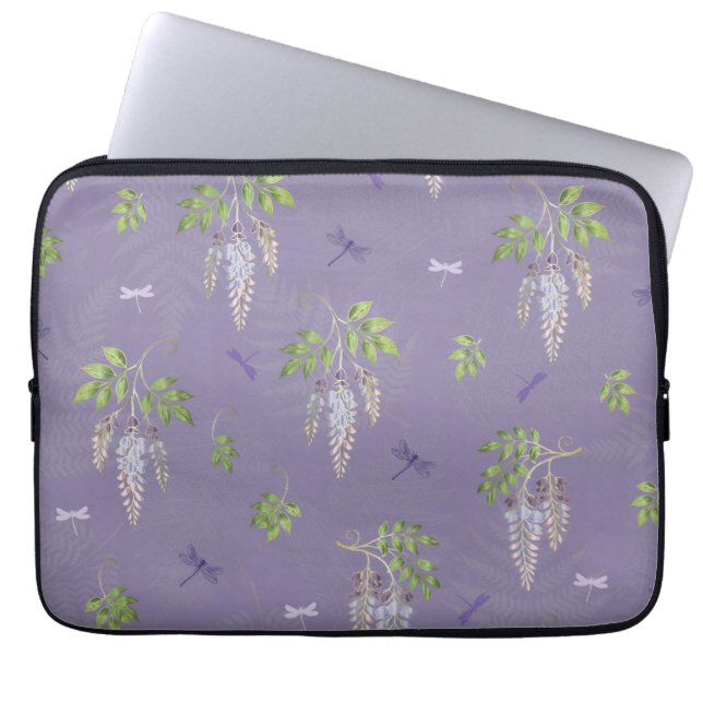 Housse Pour Ordinateur Portable Wisteria, ferns, & Dragonflies (Devant)