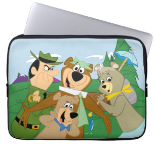 Housse Pour Ordinateur Portable Yogi Ours et amis encadrés photo de la forêt