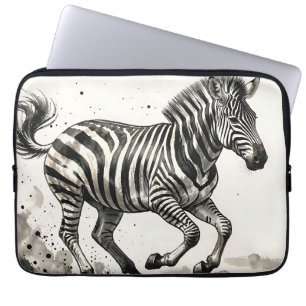 Housse Pour Ordinateur Portable Zèbre Dynamique en Mouvement - Art à l'Encre