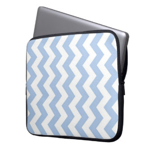 Housse Pour Ordinateur Portable Zigzag bleu clair et blanc