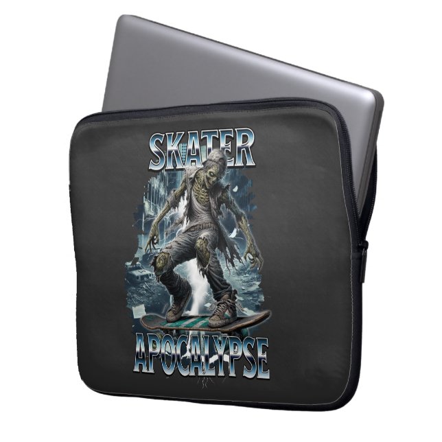 HOUSSE POUR ORDINATEUR PORTABLE ZOMBIE SKATER APOCALYPSE (devant gauche)