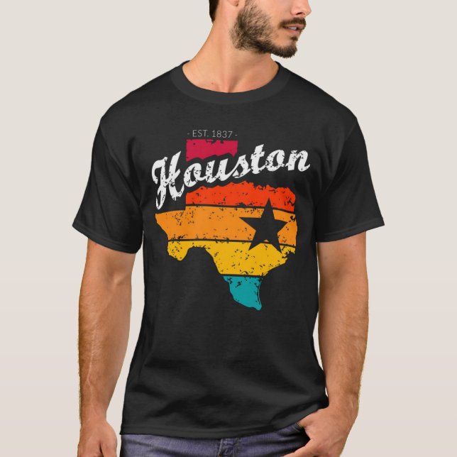 Houston Baseball Throwback Retro Astro Stripe T-Shirt (Front)