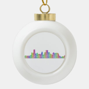 Houston city skyline ceramic ball christmas ornament
