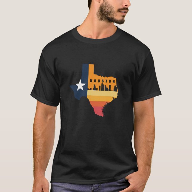 Houston City Texas Map for Patriotic Texan T-Shirt (Front)