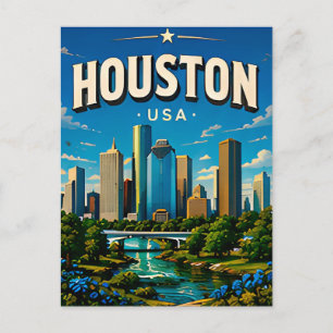 Houston Downtown Skyline Travel Keepsake Postcard