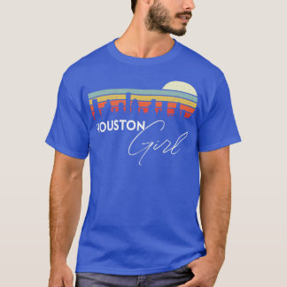 Houston Girl Retro Sunset City Skyline Souvenir T-Shirt