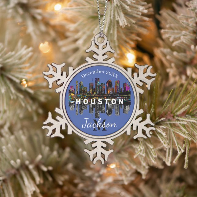 Houston in graffiti  snowflake pewter christmas ornament (Tree)
