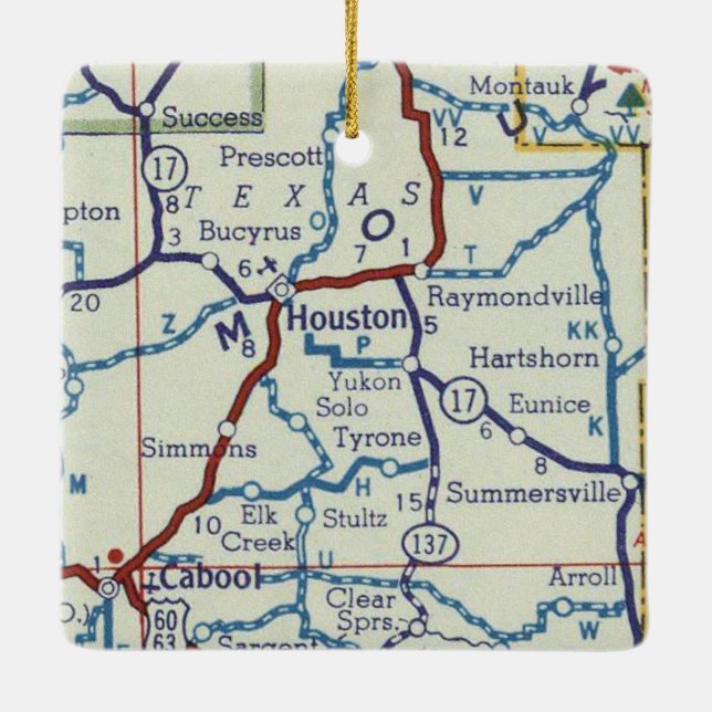 Houston MO Vintage Map Ceramic Ornament (Back)