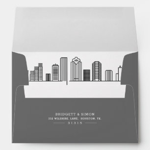 Houston Modern Deco Skyline Reveal Envelope