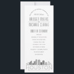 Houston | Modern Deco Wedding Program<br><div class="desc">A deco skyline-themed wedding program for a wedding taking place in the beautiful city of Houston, Texas. This wedding program card features a stylized illustration of the city's unique skyline with its name underneath. This is resting underneath your wedding day information in a matching open-lined style. On the reverse side...</div>