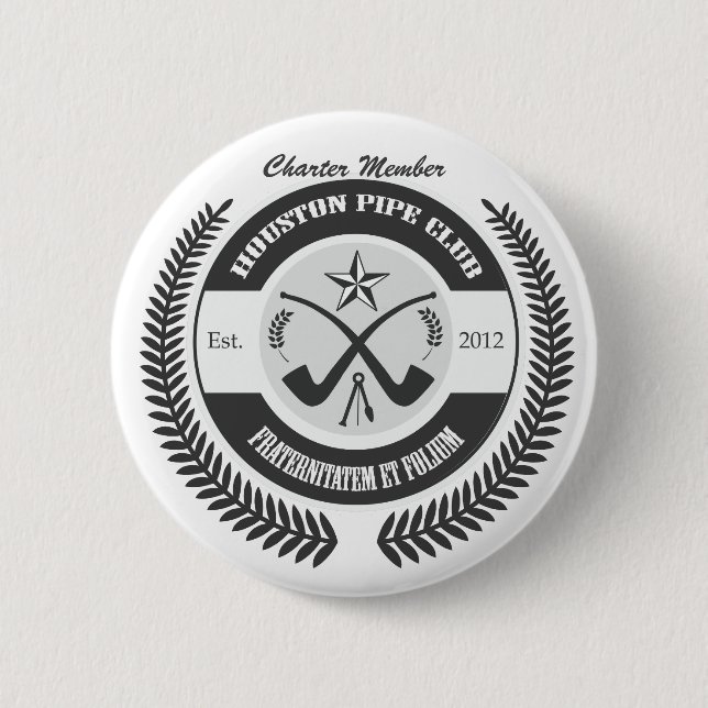 Houston Pipe Club 2 Inch Round Button (Front)