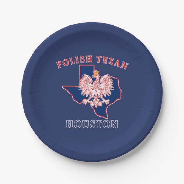 Houston Polish Texan Paper Plate (Front)