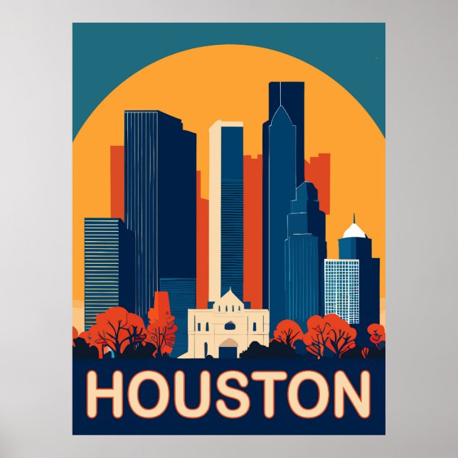 Houston, Recognizable buildings, Travel Poster (Front)