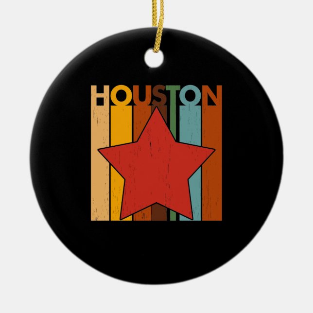 HOUSTON Retro Vintage Ceramic Ornament (Front)