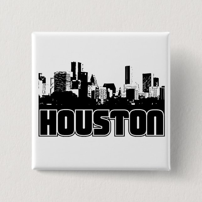 Houston Skyline 2 Inch Square Button (Front)