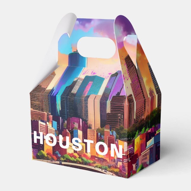 Houston Skyline Abstract Art Favor Box (Front Side)