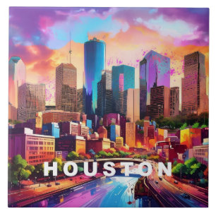 Houston Skyline Art Tile