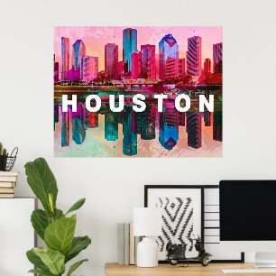 Houston Skyline Graffiti Art Poster