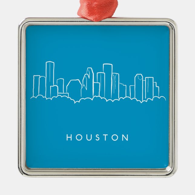 Houston Skyline Metal Ornament (Front)