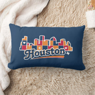Houston Skyline Patchwork navy Lumbar Pillow