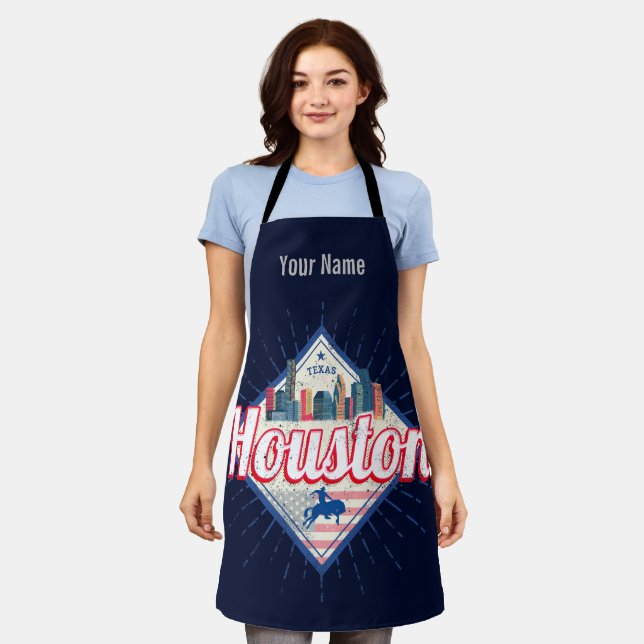Houston Skyline Texas United States Vintage USA Apron (Worn)