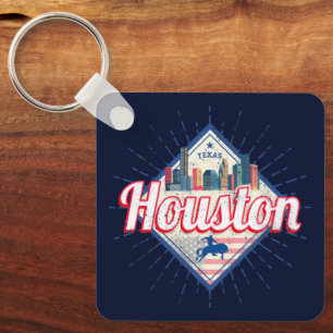 Houston Skyline Texas United States Vintage USA Keychain