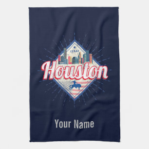 Houston Skyline Texas United States Vintage USA Kitchen Towel
