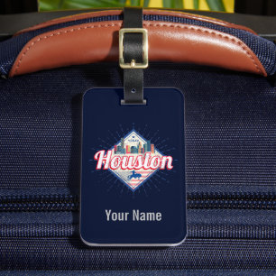 Houston Skyline Texas United States Vintage USA Luggage Tag