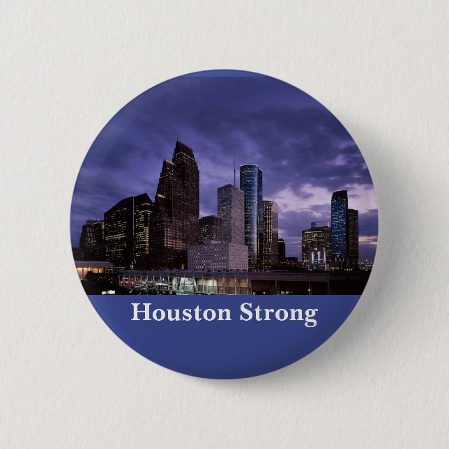 Houston Strong Downtown Skyline Button (Front)