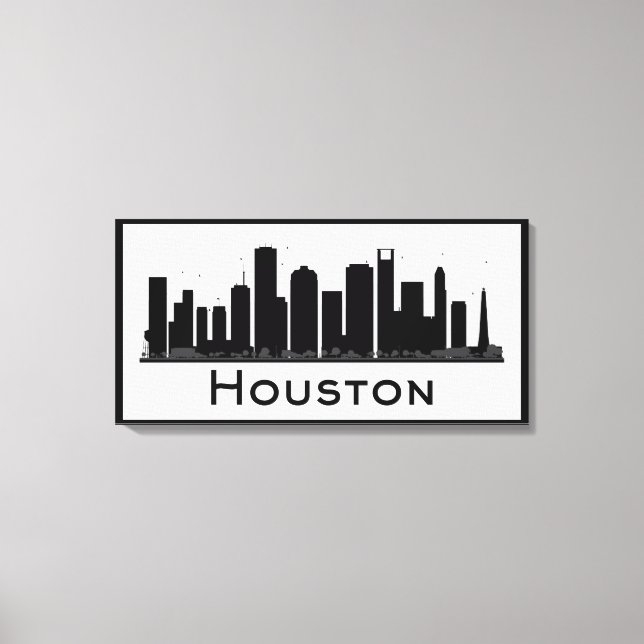 Houston, Texas | Black & White City Skyline Canvas Print (Front)