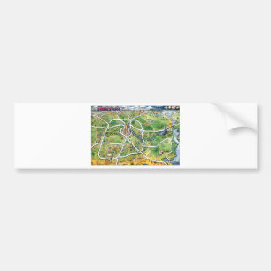 Houston Texas Cartoon Map Bumper Sticker