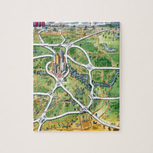 Houston Texas Cartoon Map Jigsaw Puzzle