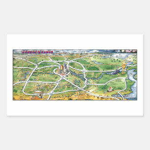 Houston Texas Cartoon Map Sticker
