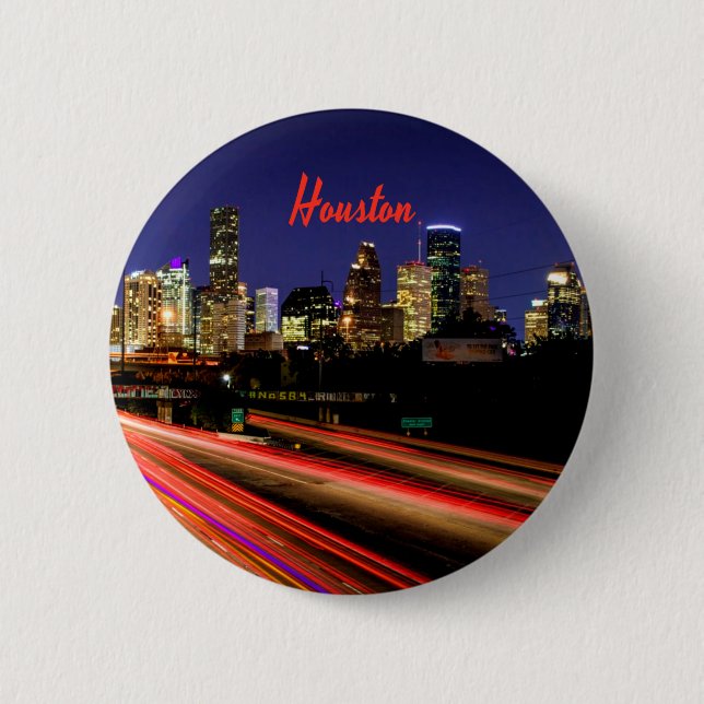 Houston Texas City Skyline 2 Inch Round Button (Front)