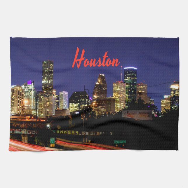 Houston Texas City Skyline Kitchen Towel (Horizontal)