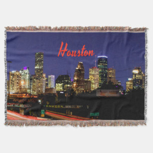 Houston Texas City Skyline Throw Blanket