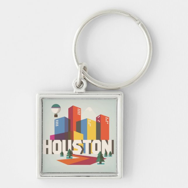 Houston, Texas | Cityscape Design Keychain (Front)