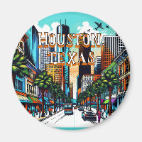 Houston, Texas Downtown City View Abstract Art
