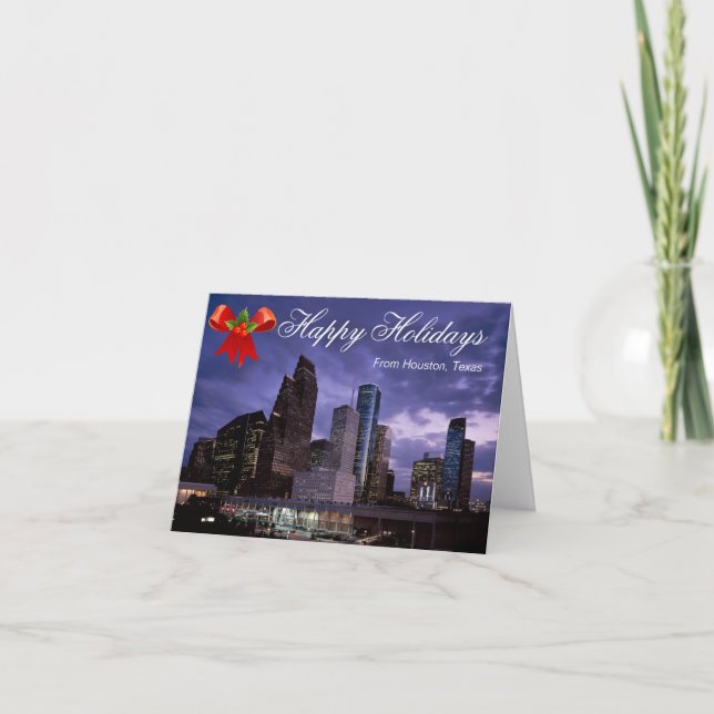 Houston Texas Happy Holidays Greeting Card (Front)