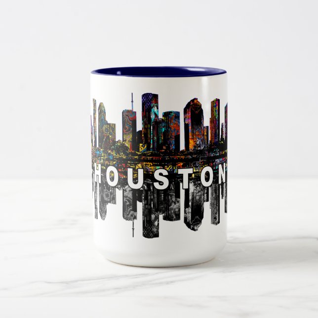 Houston, Texas in graffiti  Two-Tone Coffee Mug (Center)