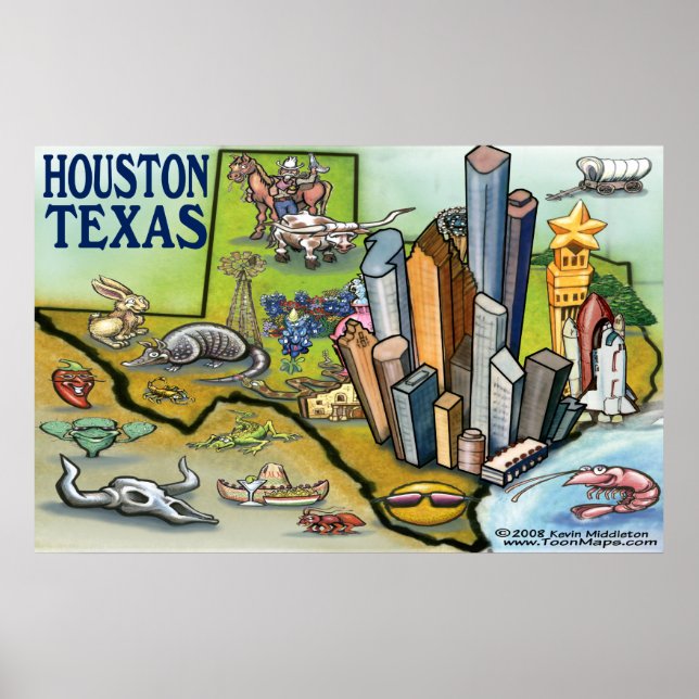 Houston TEXAS Map Poster (Front)