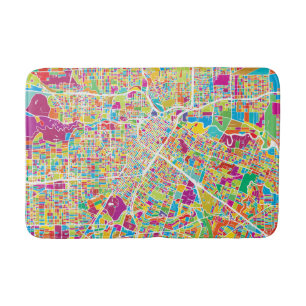 Houston, Texas   Neon Map Bath Mat