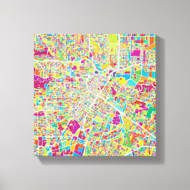 Houston, Texas | Neon Map Canvas Print (Front)