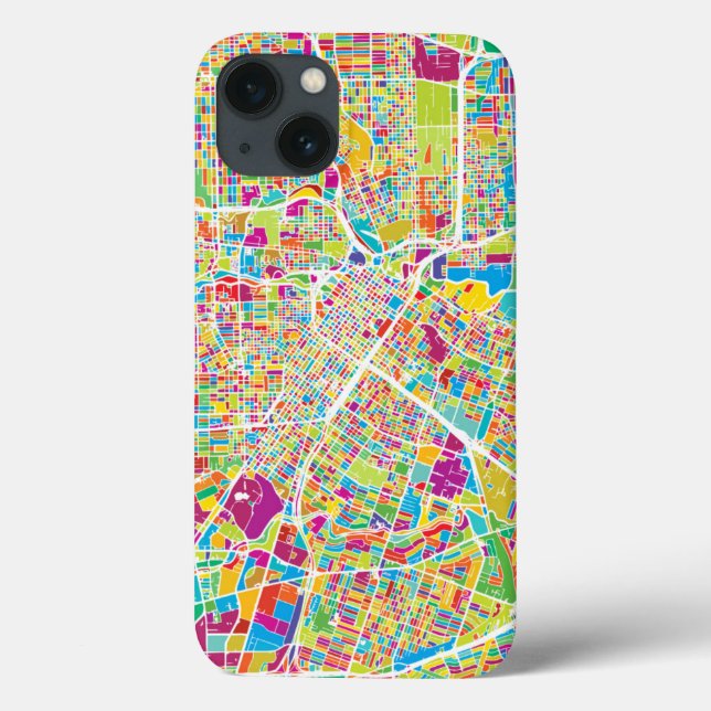 Houston, Texas | Neon Map Case-Mate iPhone Case (Back)