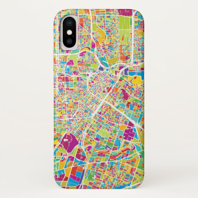 Houston, Texas | Neon Map Case-Mate iPhone Case (Back)