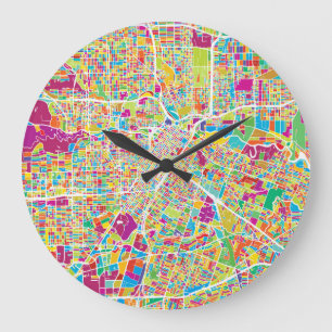 Houston, Texas   Neon Map Large Clock