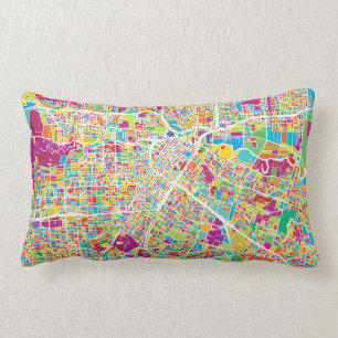 Houston, Texas   Neon Map Lumbar Pillow