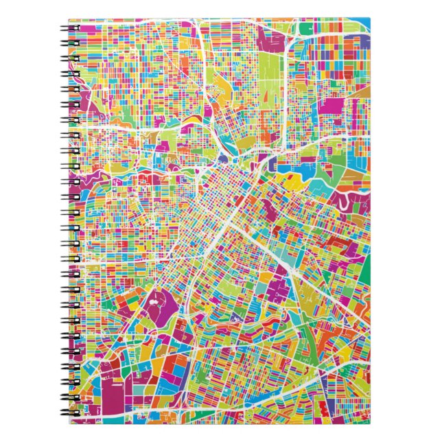 Houston, Texas | Neon Map Notebook (Front)