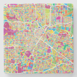 Houston, Texas   Neon Map Stone Coaster